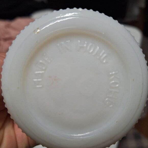 Milk Glass Oil Lamp Small 6.5 Inch Tall Bubble Base Hong Kong Vintage - Picture 6 of 8